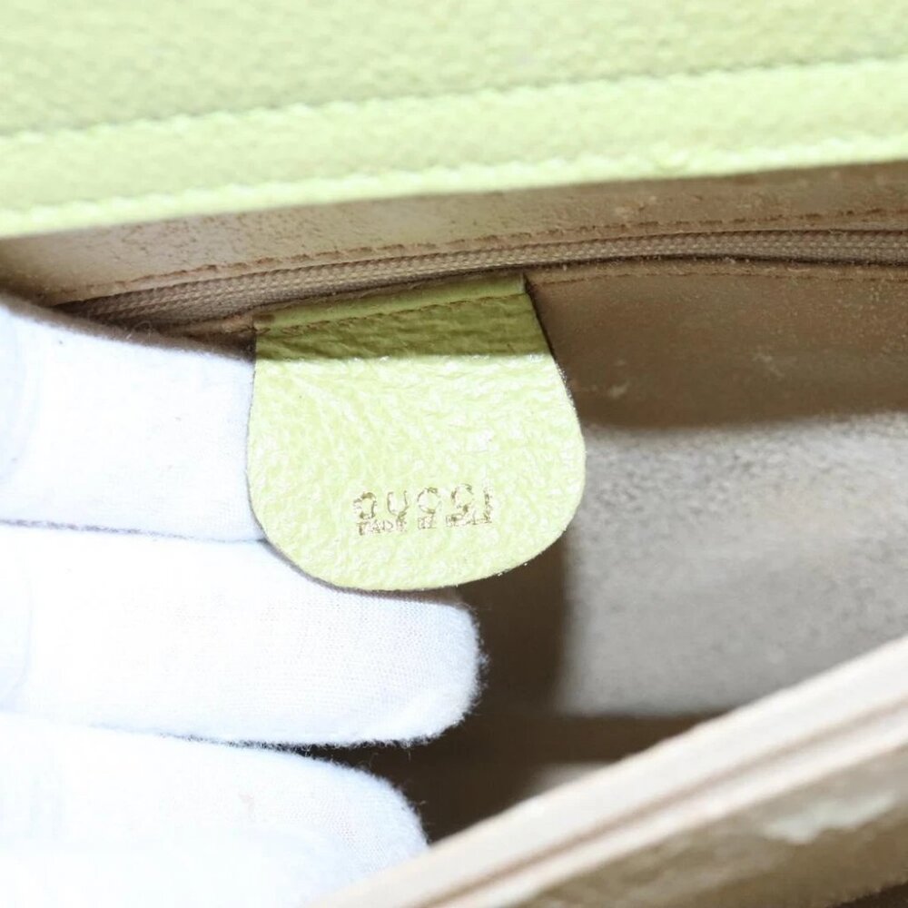 GUCCI Bamboo Hand Bag Suede Leather LIme Green Gold - Picture 16 of 16